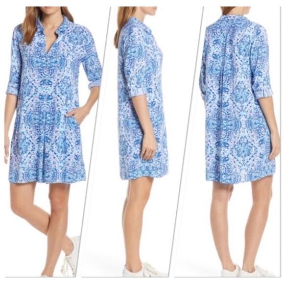 Lilly Pulitzer Lilith Tunic Dress in Call My Shell Phone Blue White Size XXS - Picture 1 of 13
